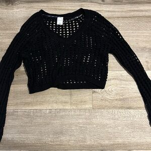 Wild Fable Black Open-Knit Sweater